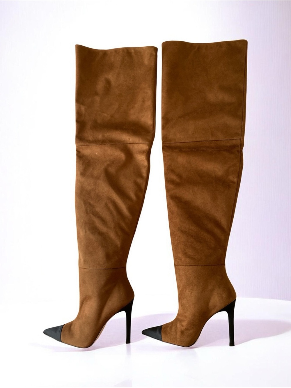 Good American The Weekend Roble Suede over the Knee-High Stiletto Boots 5.5 New - Picture 2 of 7